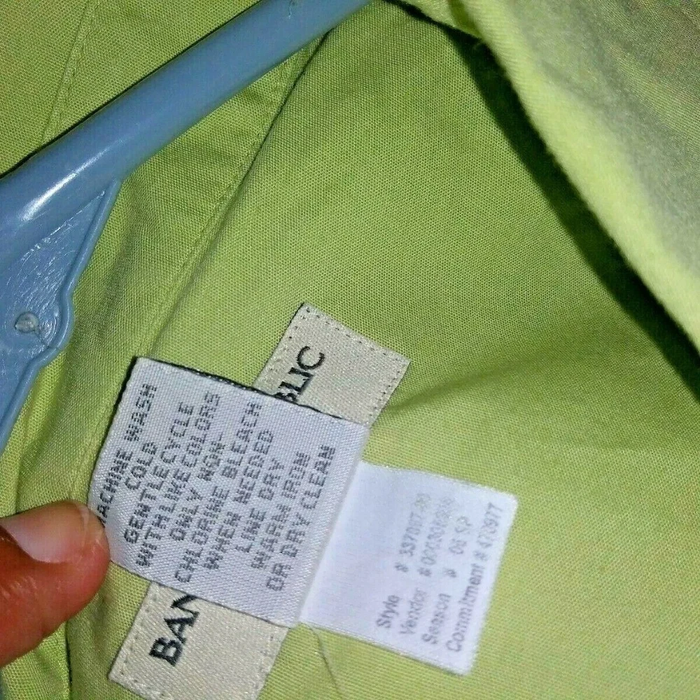 BANANA REPUBLIC MENS SHIRT Short sleeves light green Sz L button up stretch EUC